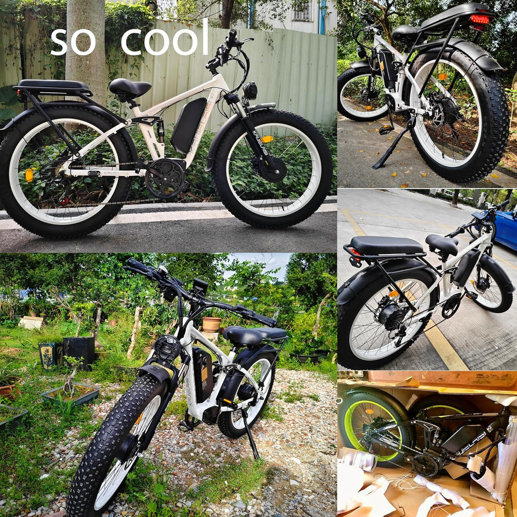 KAIJIELAISI V3 PRO Ebikes for Adults, AWD Dual Motor Ebike 38MPH Peak 6000W 26” Electric Bike Fat Tire, 52V 26AH Battery Dual Hydraulic Brake Electric Mountain Bike