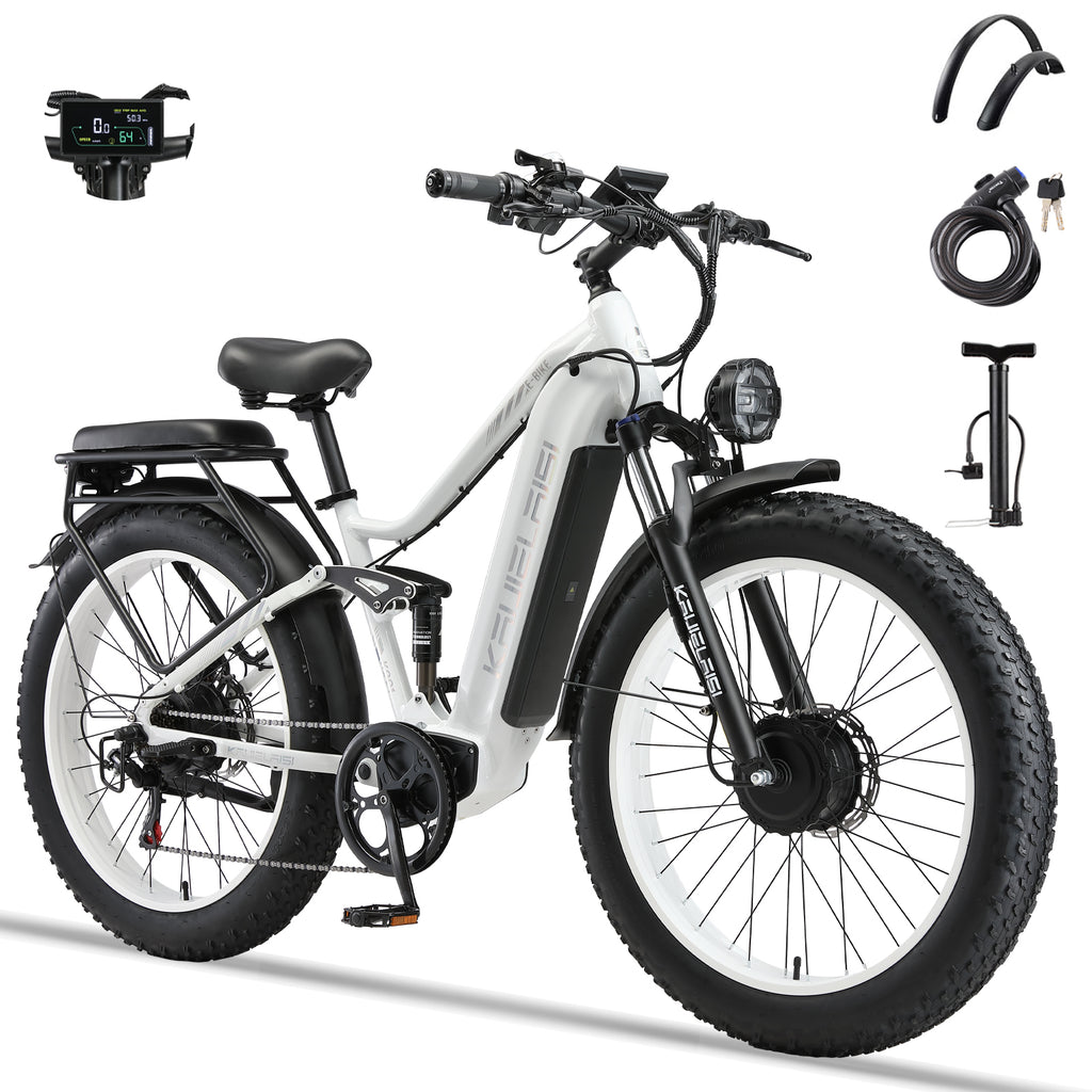 KAIJIELAISI K801 6000W Peak Electric Bike For Adults,45 MPH Top Speed 26” Fat Tire Dirtbike,60V 35AH Removable Battery Fast Dual Hydraulic Brake Electric Mountain Bike Full Suspension Ebikes