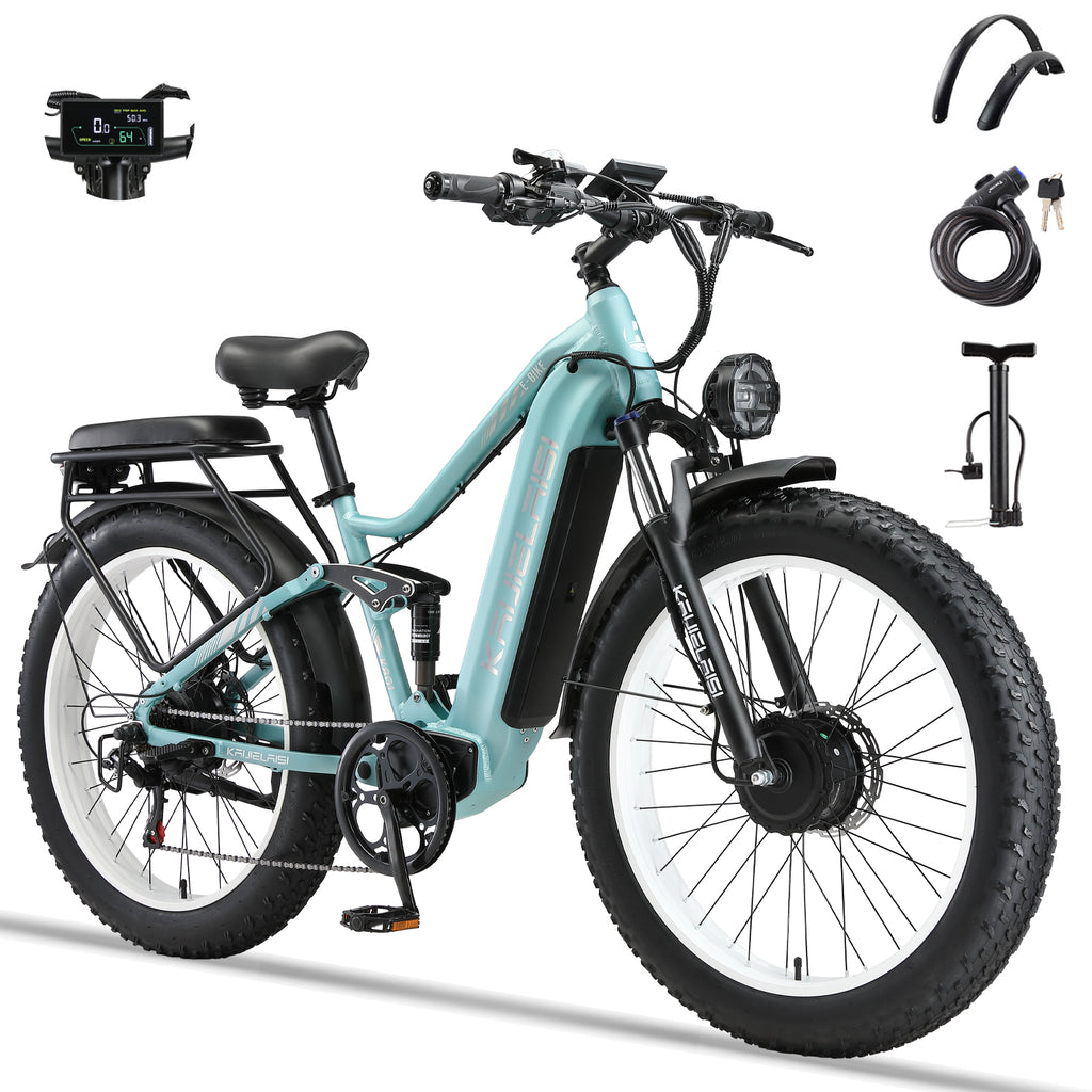 KAIJIELAISI K801 6000W Peak Electric Bike For Adults,45 MPH Top Speed 26” Fat Tire Dirtbike,60V 35AH Removable Battery Fast Dual Hydraulic Brake Electric Mountain Bike Full Suspension Ebikes