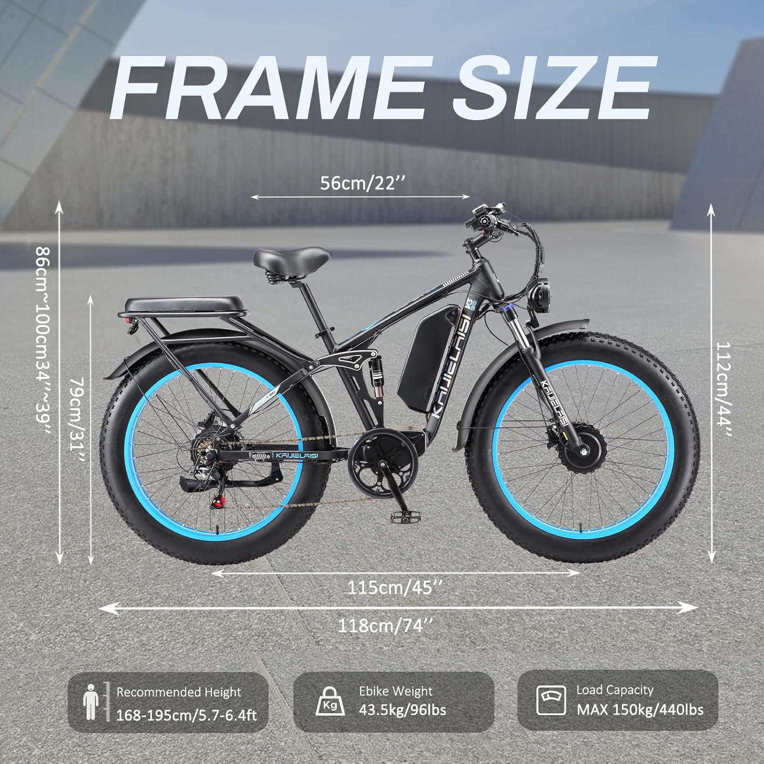 KAIJIELAISI V3 PRO Ebikes for Adults, AWD Dual Motor Ebike 38MPH Peak 6000W 26” Electric Bike Fat Tire, 52V 26AH Battery Dual Hydraulic Brake Electric Mountain Bike