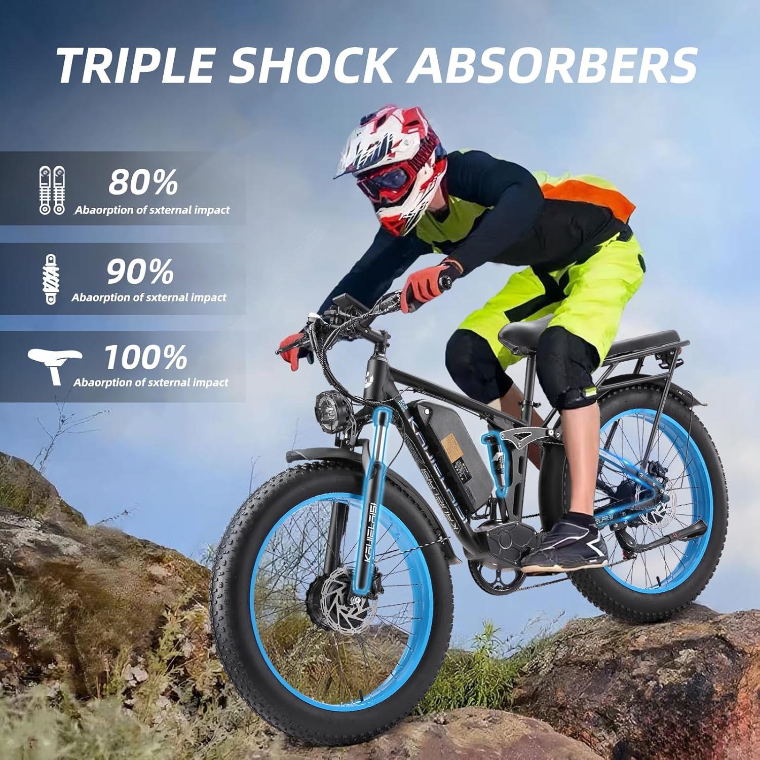 KAIJIELAISI V3 PRO Ebikes for Adults, AWD Dual Motor Ebike 38MPH Peak 6000W 26” Electric Bike Fat Tire, 52V 26AH Battery Dual Hydraulic Brake Electric Mountain Bike